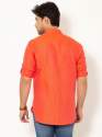 Men Saffron Full Sleeves LINEN Short Kurta thumb 3