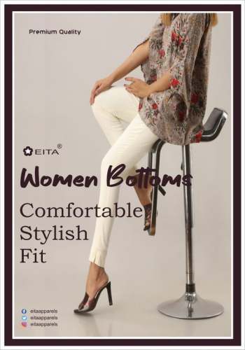 Slim Fit Women Black Cotton Lycra Blend Trousers