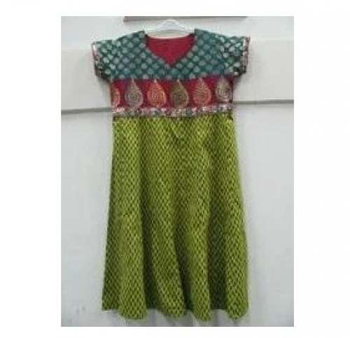 Kids Green Embroidery Kurti by Hamaari Dadi Overseas Private Limited