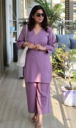 Cotton Slub Plain Regular Wear Kurti Pant Set