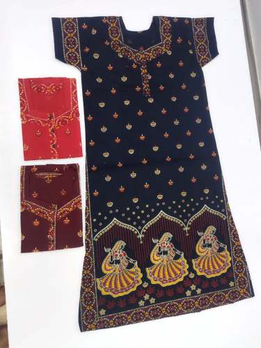 Fancy A Line Gujri Print Cotton Nighty