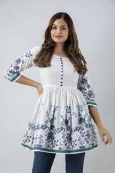 Fancy Peplum Printed Tunic Top For Women