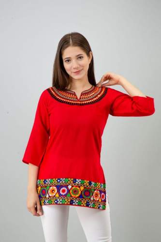 Rayon Embroidered Full Sleeve Top