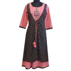 Designer Jakcet Style Embroidered Kurti 