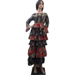 Ladies Frill Printed Long Dress