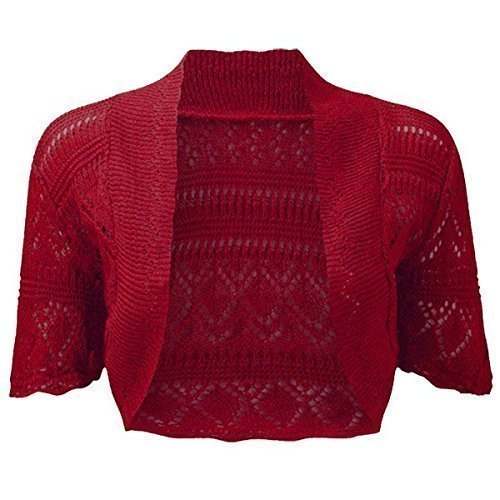 Dark red Short Knitted Shrug  by Uni Sales