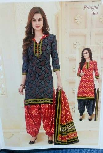 Unstitched Cotton Patiala Dress Material