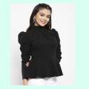 Fancy High Neck Puff Sleeve Top  thumb 2