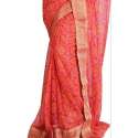 Designer Printed Chiffon Bandhani Sarees thumb 3