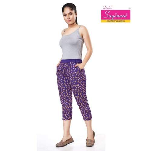 Ladies Violet Printed Capri by Dadu Textiles LLP