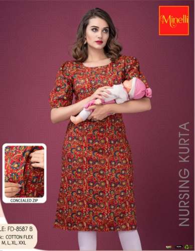 Cotton Flex Red Feeding / Maternity Kurti 