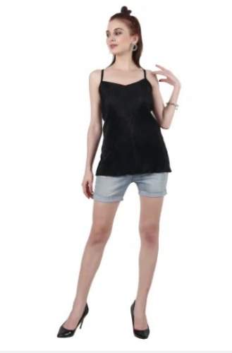 Western Wear Black V Neck Sleeveless Ladies Top 