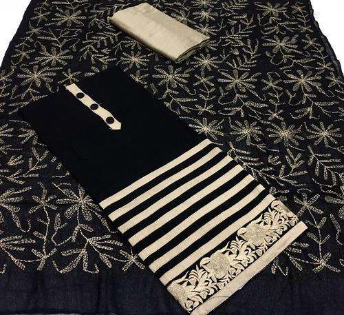 Plain dress Material with Embroidered Dupatta  by Vrish Fashions