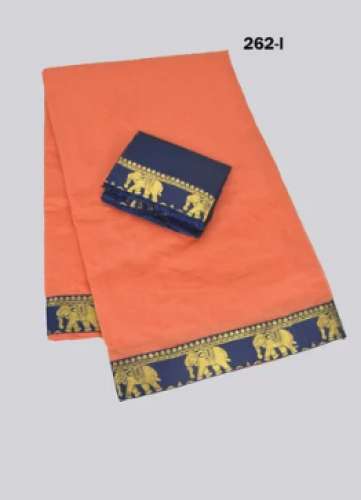 Elephant Pattern Casual Cotton Saree by Ammu Appu Fashion