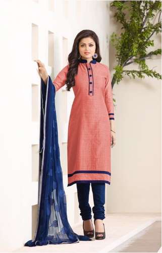 Unique Cotton Dress Material with Chiffon Dupatta  by Thambi Churidhar Mahal