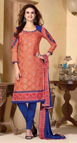 Unstitched Cotton Embroidered Suit by Thambi Churidhar Mahal