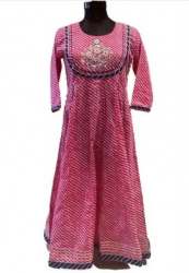 Designer Pink Leheriya Long Kurti