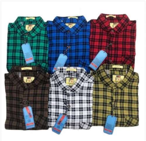 Mens Collar Neck Check Shirt by R. B. Fashion