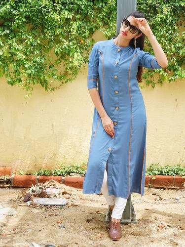 Trending Rayon Front Slit Button Design Kurti  by Envy Me