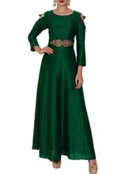 Trendy Shoulder Cut Silk Gown Style kurti 