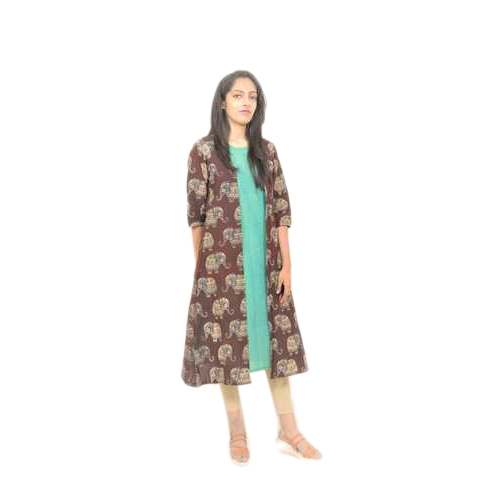 Regular wear Jacket Style Cotton Kurti  by Sanvi Apparels