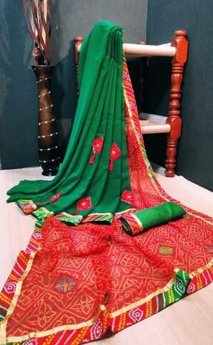 Classic Half Bandhani Leheriya Saree