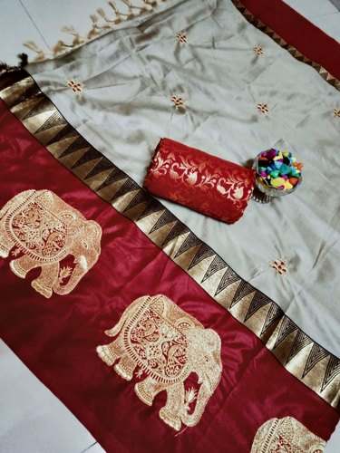 Elegant Embroidered Silk cotton saree by Lady Mode Online Shop