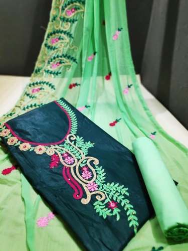 Festive wear Embroidered Cotton Dress Material  by Lady Mode Online Shop