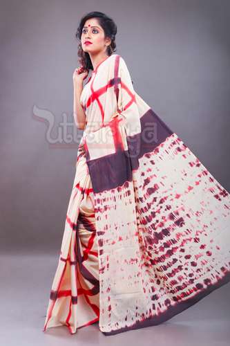 batik Shibori Mulmul Saree  by M/s Uttariya