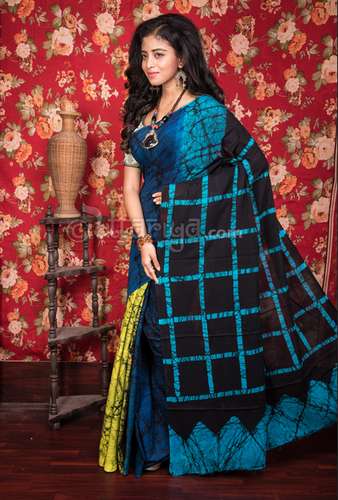 Check Pallu print Baik Saree by M/s Uttariya