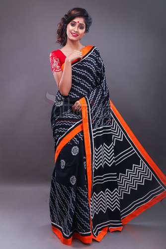 Designer Ikat Print Mulmul Saree by M/s Uttariya