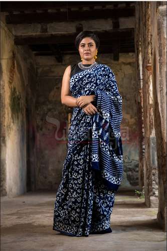 Gaboo Indigo Print Sarees  by M/s Uttariya