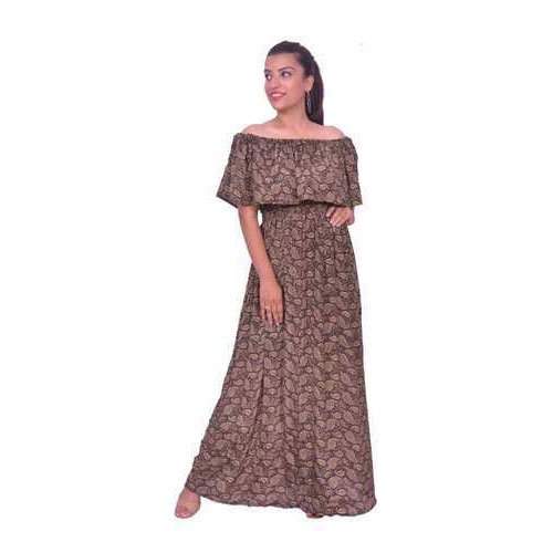 Printed Crepe off Shoulder Dress