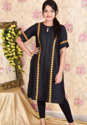 Get Black Cotton Kurti At Wholesale Price