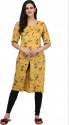 Casual Wear Yellow Front Slit Kurti 
