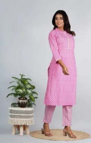 Buy Fancy Pink Kurti Pant Set At Wholesale