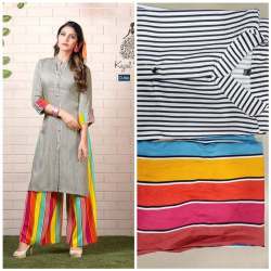 Multi Color Striped Palazzo Kurti Set 