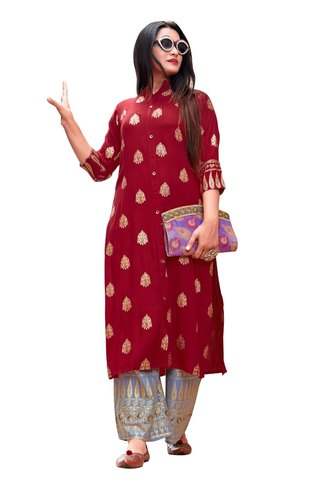 Trendy Straight Kurti with Palazzo Set