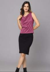 Soft Polyester Cowl Neck Top 