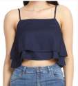 Spaghetti Strip Blue Crop Top 