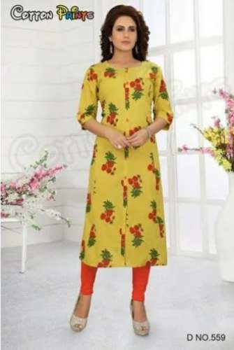 Modern Rayon Printed Straight Kurti  by Cotton Prints