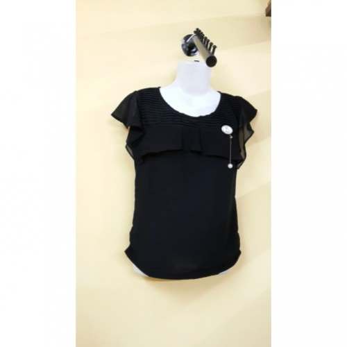 Beauty Black Plain Georgette Top  by SK Fashions