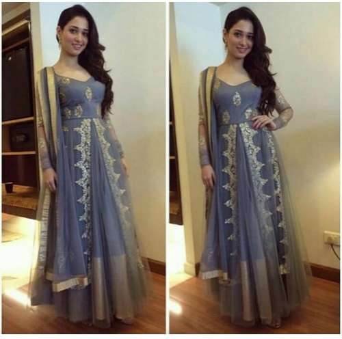 Designer Anarkali Grey Party wear Suit 