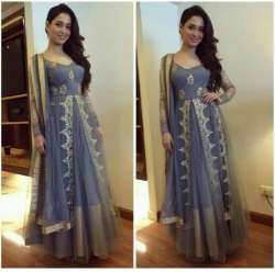 Designer Anarkali Grey Party wear Suit 