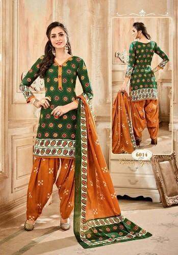 Printed Cotton Salwar Suit With Dupatta  by FIT Fashion