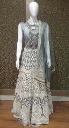 Embroidered Grey Long Anarkali Gown Suit