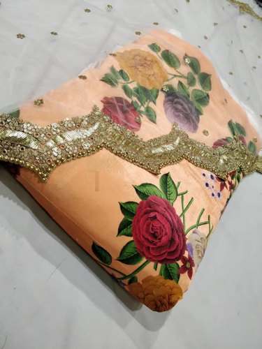 Floral Printed Dress Material With Net Dupatta 