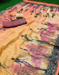 Designer Digital Printed Linen Cotton Saree
