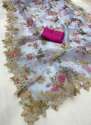Party Wear Organza Cut Work Saree thumb 3