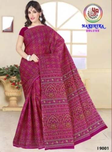 Stylish Pink Printed Saree by Nakshika Deluxe by Yogendra Arts